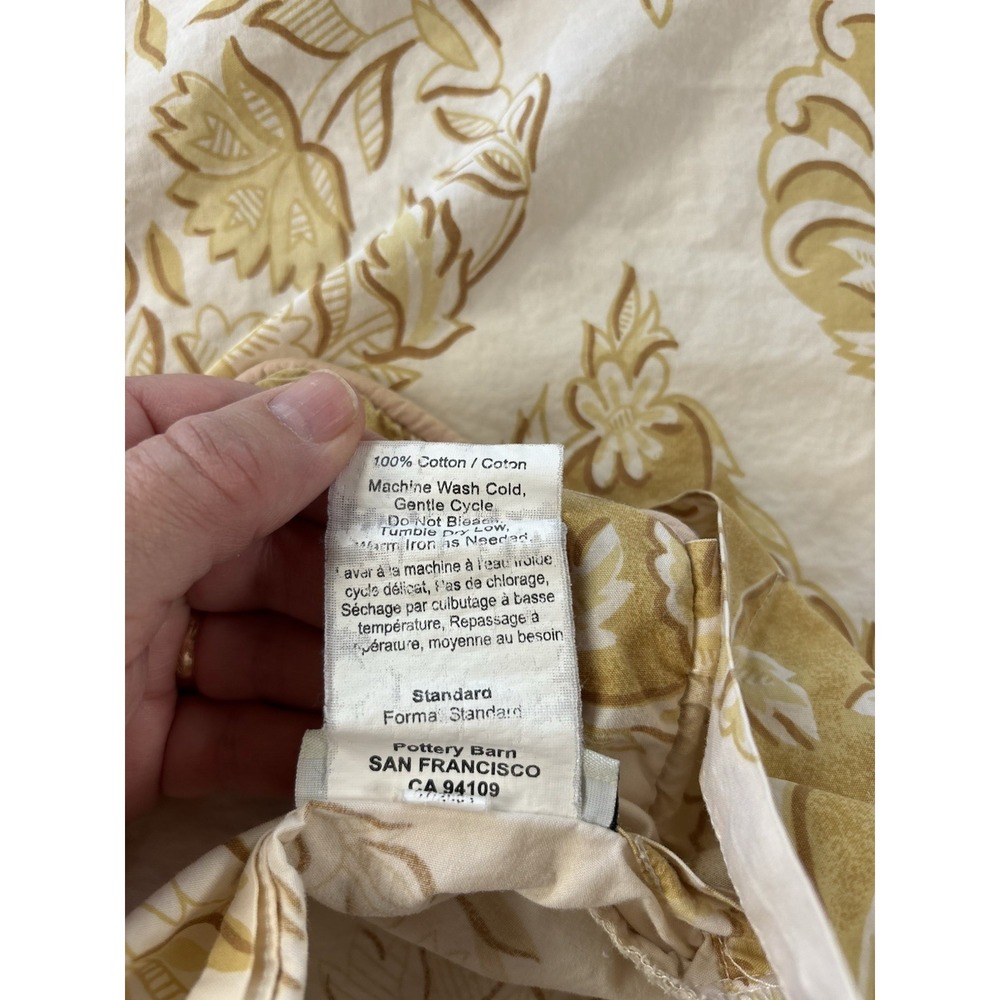 Pottery Barn Isabelle Pillow Shams Standard (2) Medallion Floral‎ Yellow Cotton - Picture 4 of 5